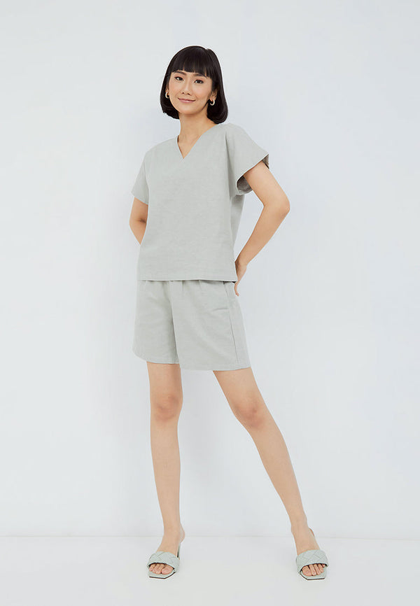 Julia Owers Setelan/Set Linen Casual AYA Grey Size M