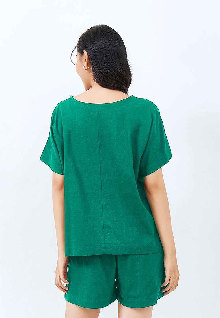 Julia Owers Setelan/Set Linen Casual HINAKO Emerald Size L