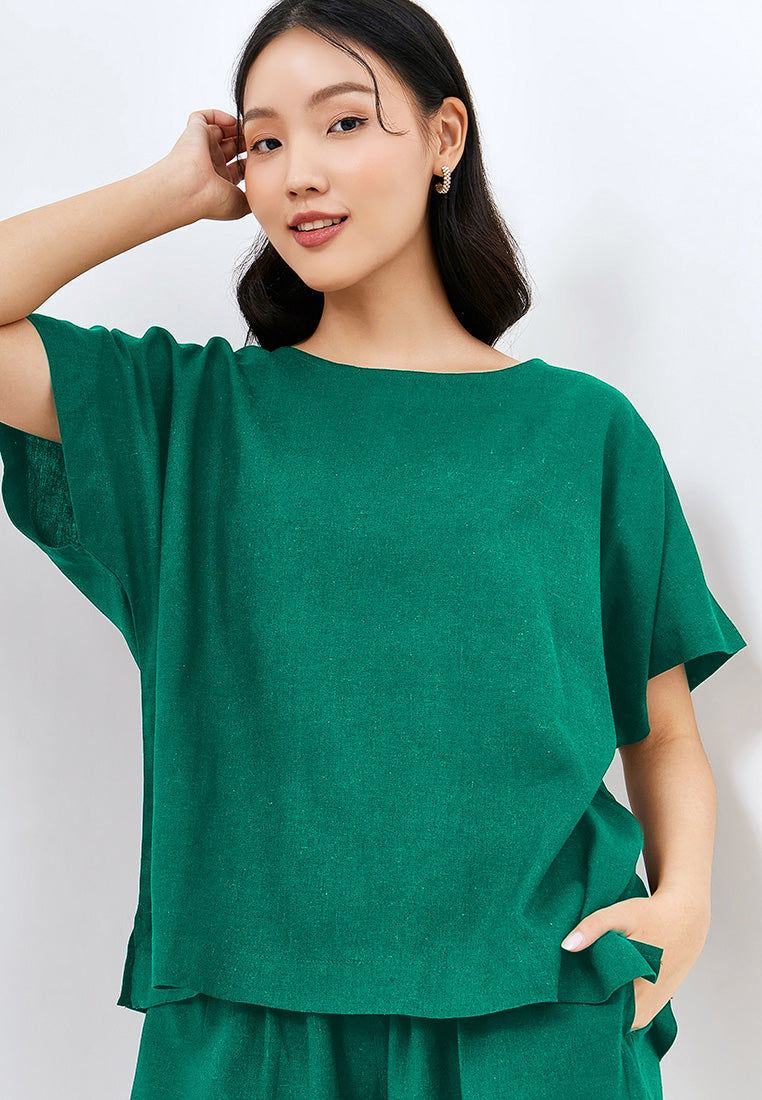 Julia Owers Setelan/Set Linen Casual HINAKO Emerald Size M