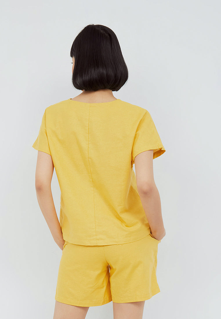 Julia Owers Setelan/Set Linen Casual AYA Yellow Size L