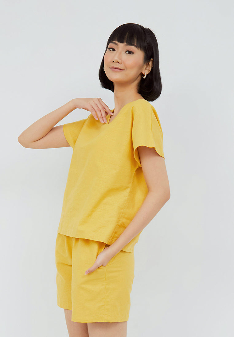 Julia Owers Setelan/Set Linen Casual AYA Yellow Size S
