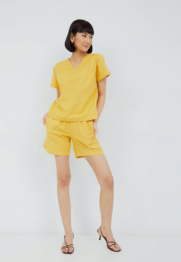 Julia Owers Setelan/Set Linen Casual AYA Yellow Size L
