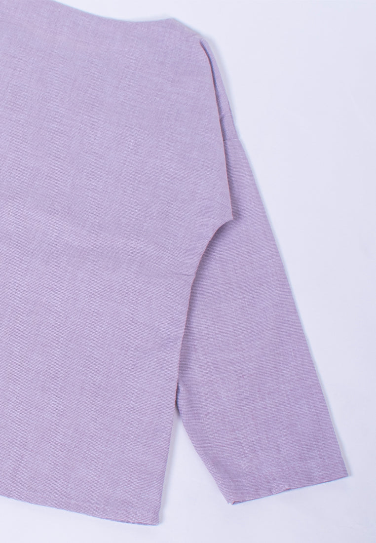 Moira Setelan/Set Linen Casual QUELLA Purple Size 08T