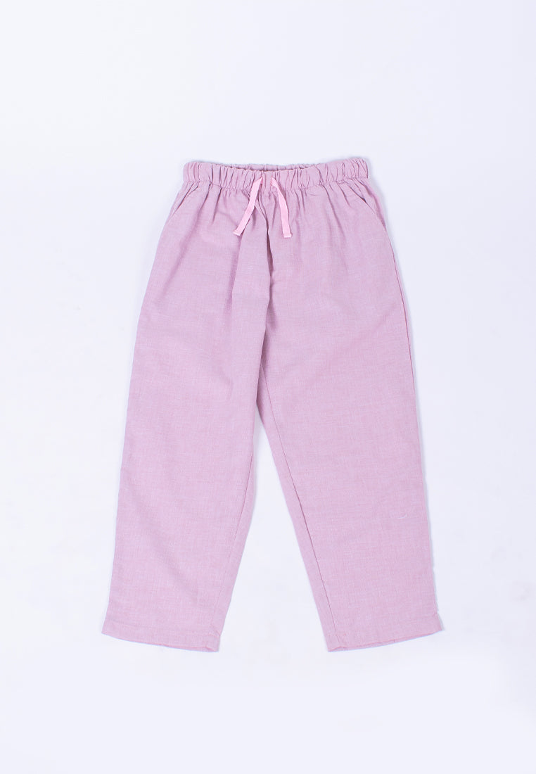 Moira Setelan/Set Linen Casual QUELLA Pink Size 08T