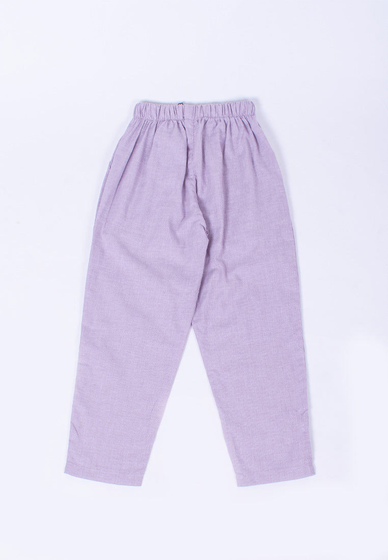 Moira Setelan/Set Linen Casual QUELLA Purple Size 12T