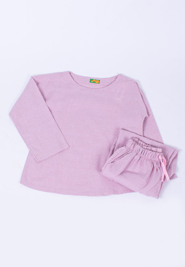 Moira Setelan/Set Linen Casual QUELLA Pink Size 14T